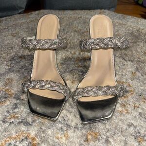 Charlotte Russe Silver Braided Strap Heels